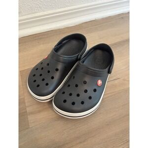 Crocs Womens Crocband Clog Size‎ 7 Black Rubber Slingback Sandal Beach Shoe Pool